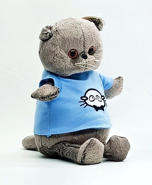 Мягкая игрушка Кот Басик Басік серый 30 см в футболках/ 6 Видов