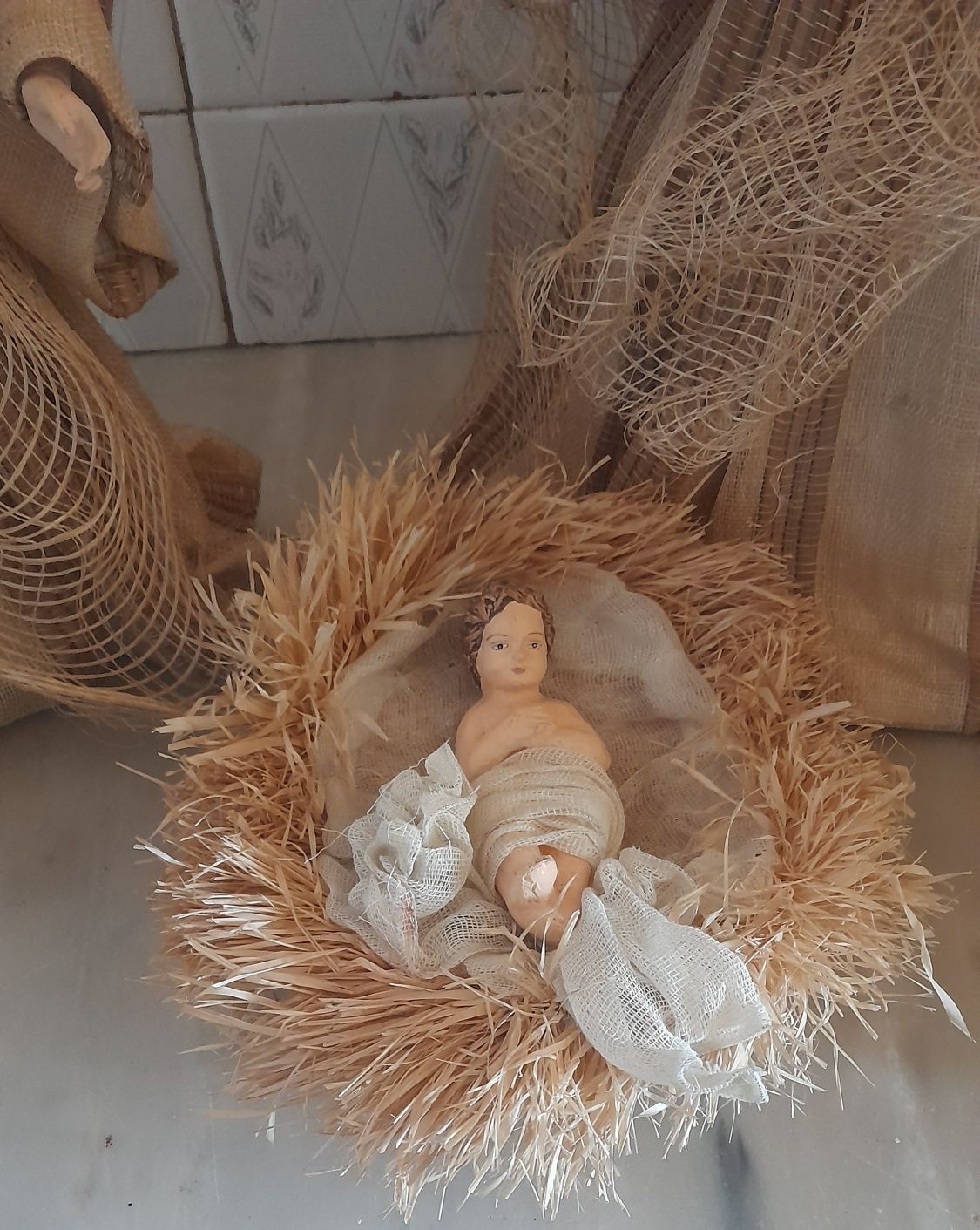 Presépio artesanal tecido tradicional de Natal