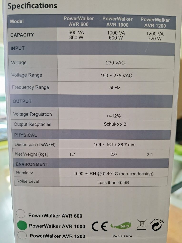 Estabilizador / Regulador de Voltagem POWERWALKER AVR 1000