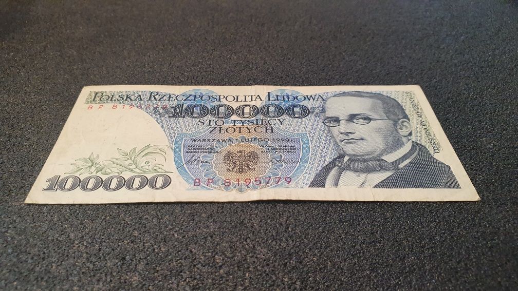 100000 zł PRL banknot ser. BP st.3