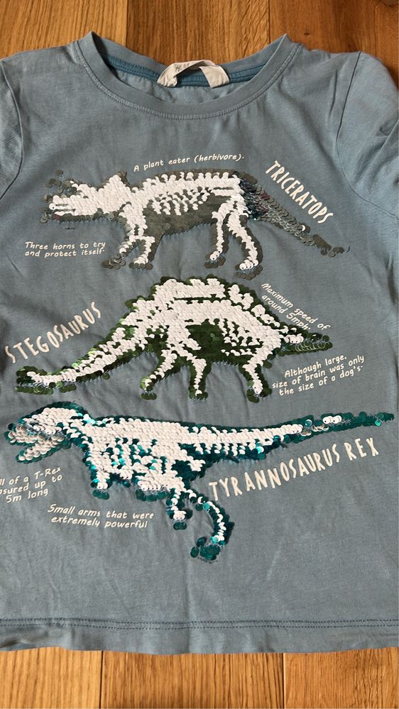 Tshirt hm donozaury z cekinow