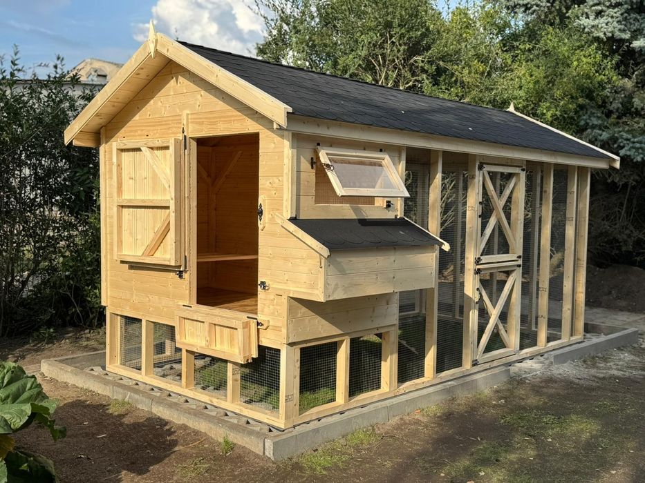 Kurnik z woliera 400x200