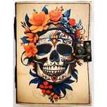Ręcznie robiony skórzany notatnik Dia de los Muertos z czaszką