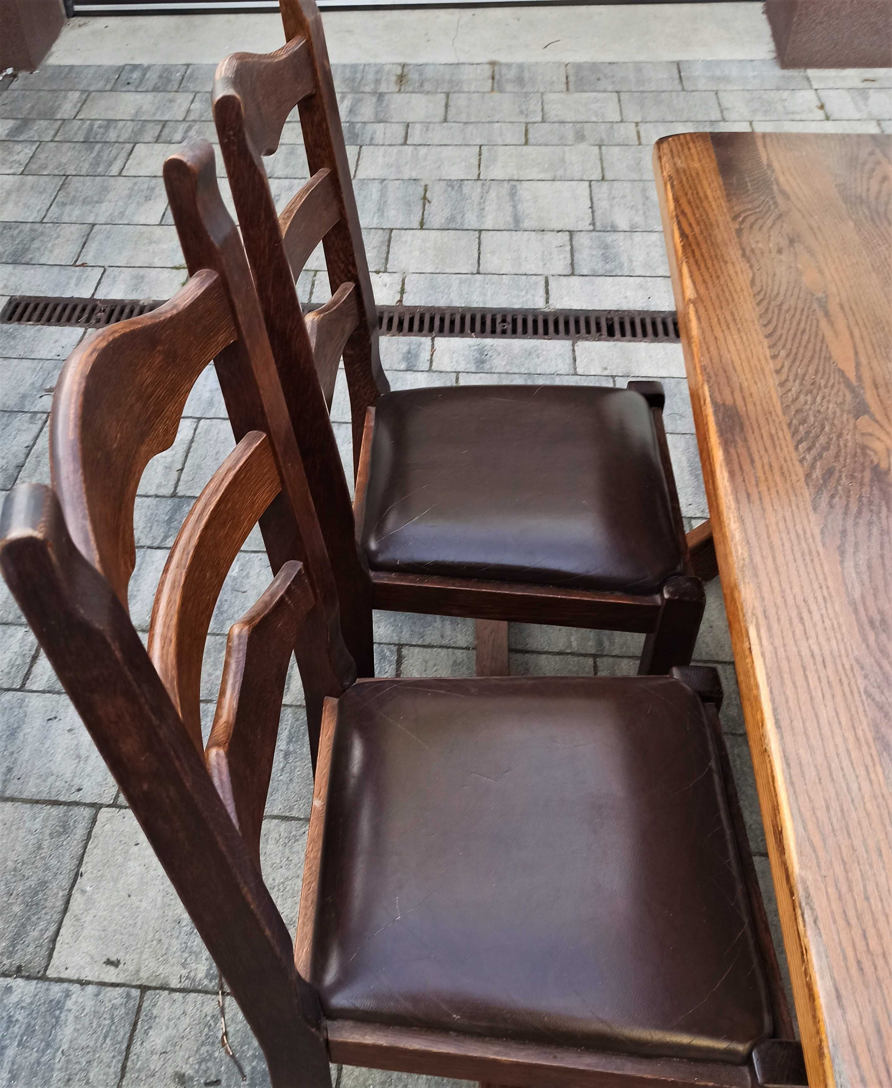 Stół 4 krzesła meble holenderskie dębowe ANTYK