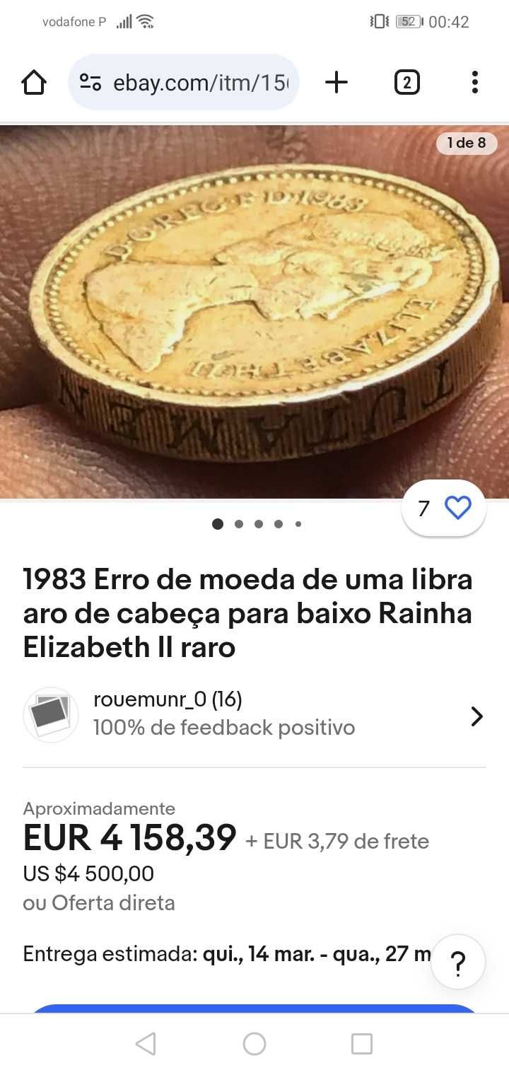 Moeda Rara one pound 1983 ELIZABETH II