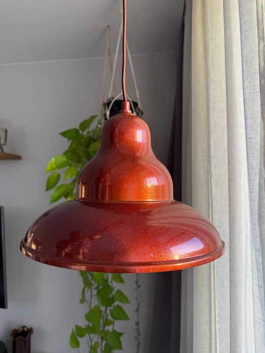 Nowa piękna lampa sufitowa czerwony metalowy klosz metalic duża loft