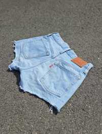 Szorty spodenki jeansowe z wysokim stanem Levis 501 XS w24 niebieskie