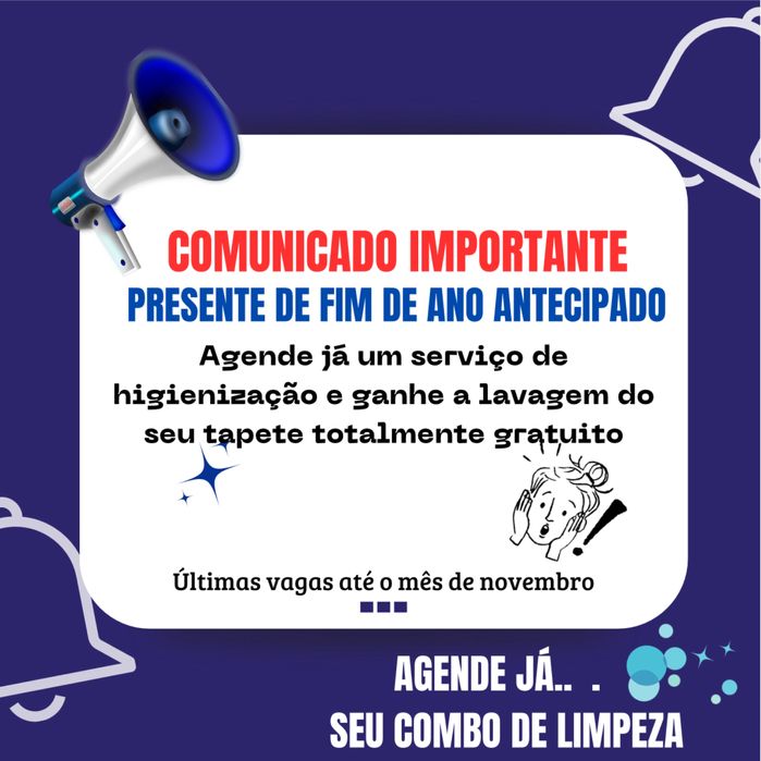 Higienização e lavagem a seco do seu estofado e carpetes.