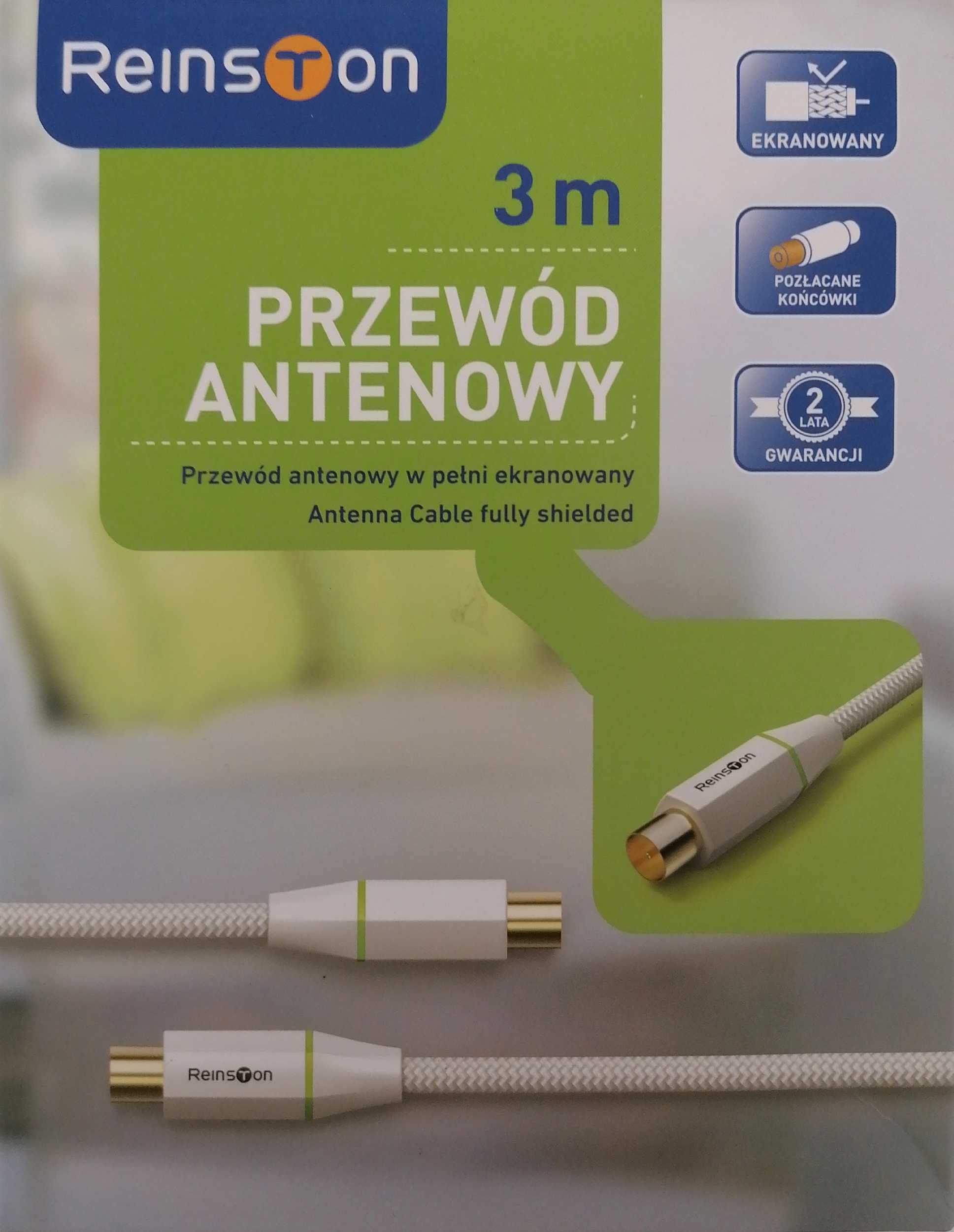 Przewód antenowy Reinston 3 m Nowy (w pełni ekranowany)