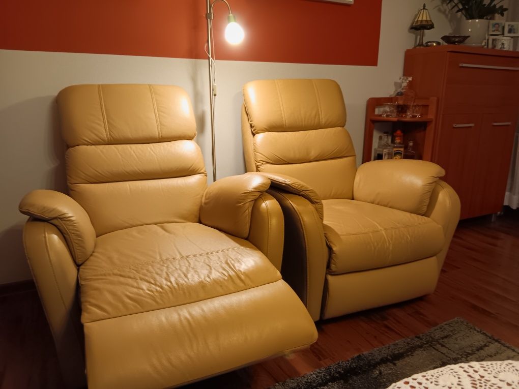 Sofa i dwa fotele skóra