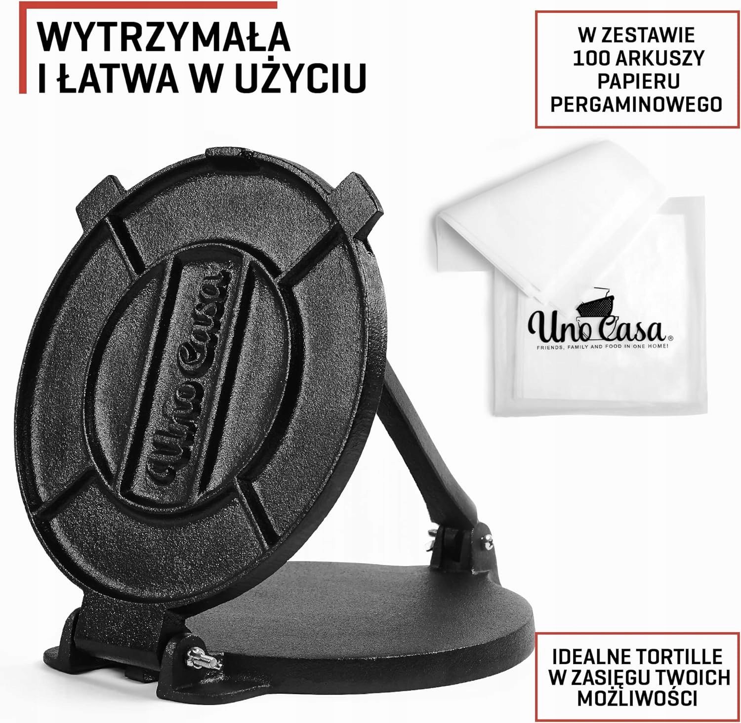 żeliwna prasa do tortilli uno casa o średnicy 20 cm