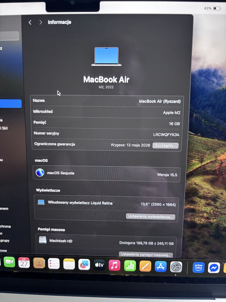 MacBook Air M2 na gwarancji