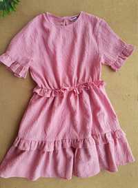 Стильна рожева сукня жатка на 8-9 років жата тканина
