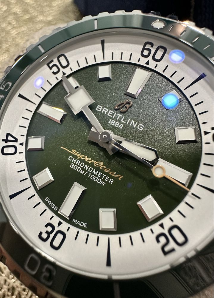 Breitling Superocean 44mm A17376A31L1S1 Zielony -Gwarancja- full set