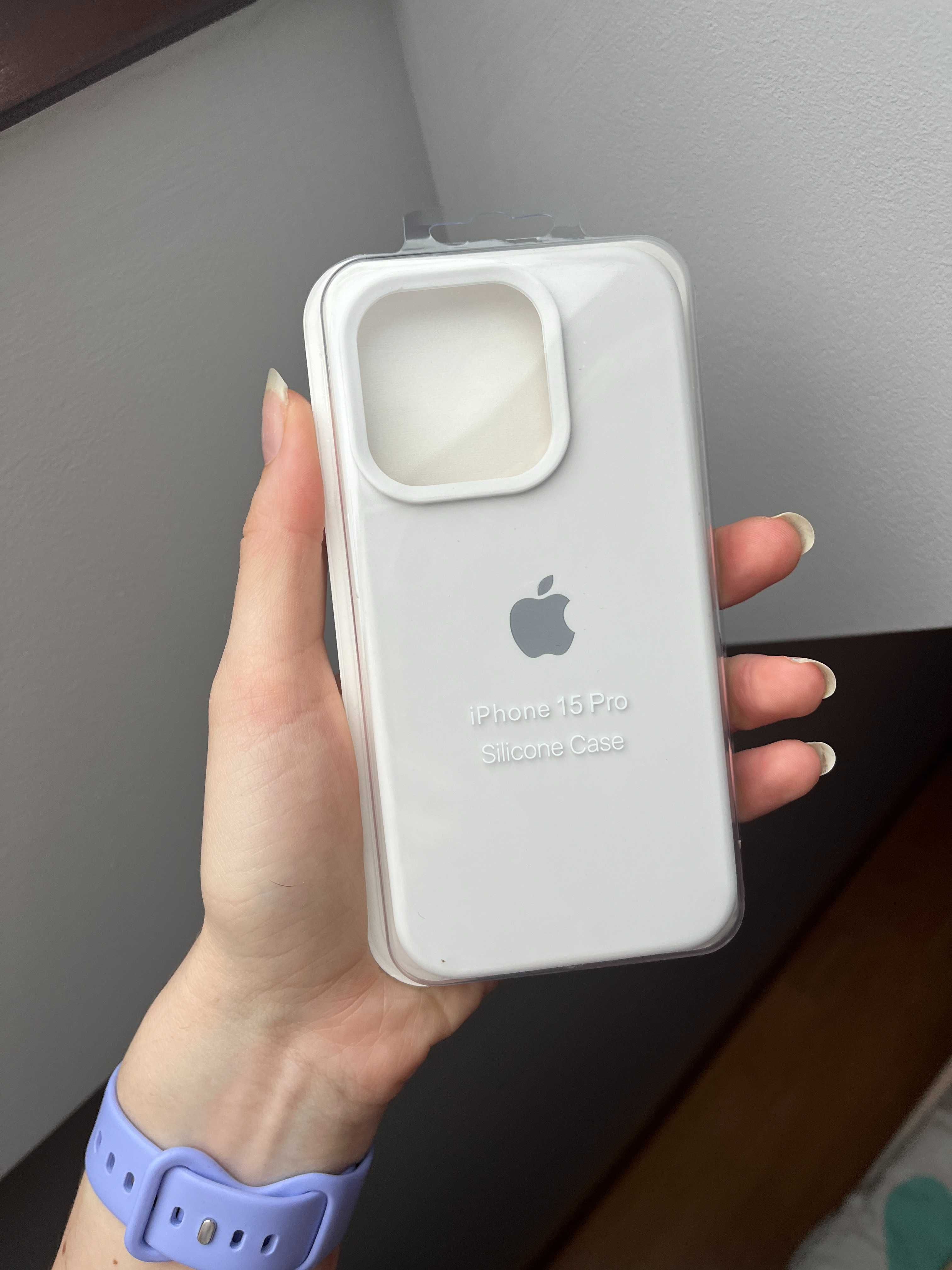 Case iPhone 15 Pro etui silikonowe nowe logo apple white białe