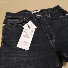 ZARA nowe spodnie jeansowe jeansy comfort skinny granat 40