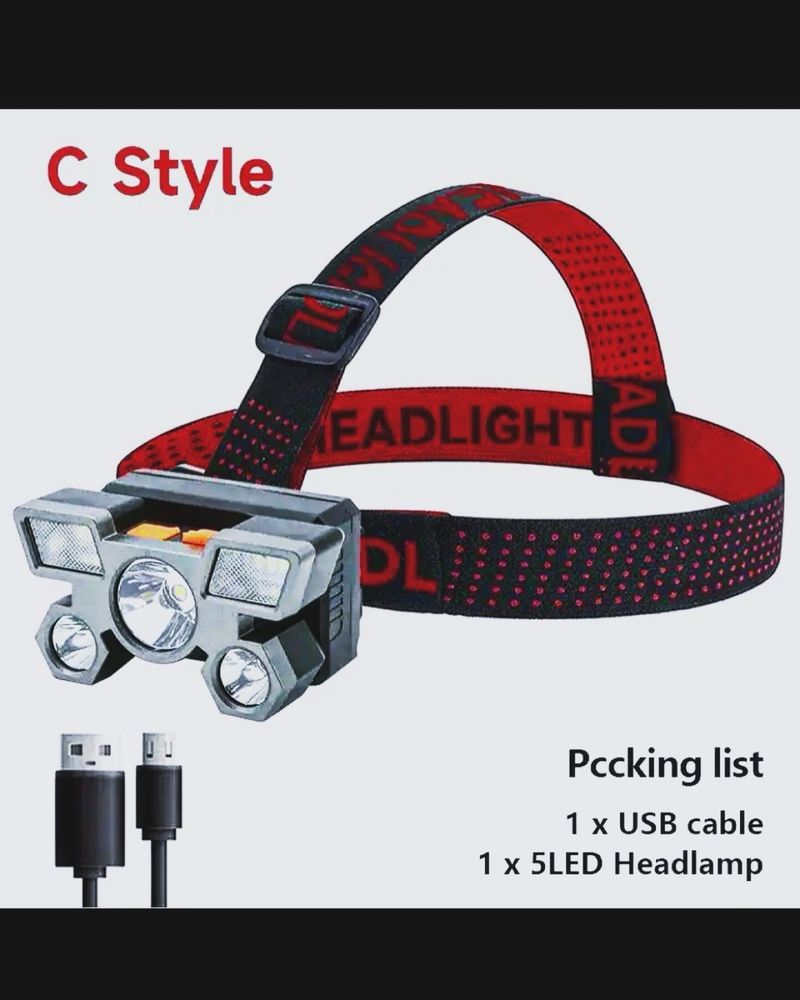 Акумуляторний ліхтар налобний Vkstar 5 Core Led Rechargeable Headlamp