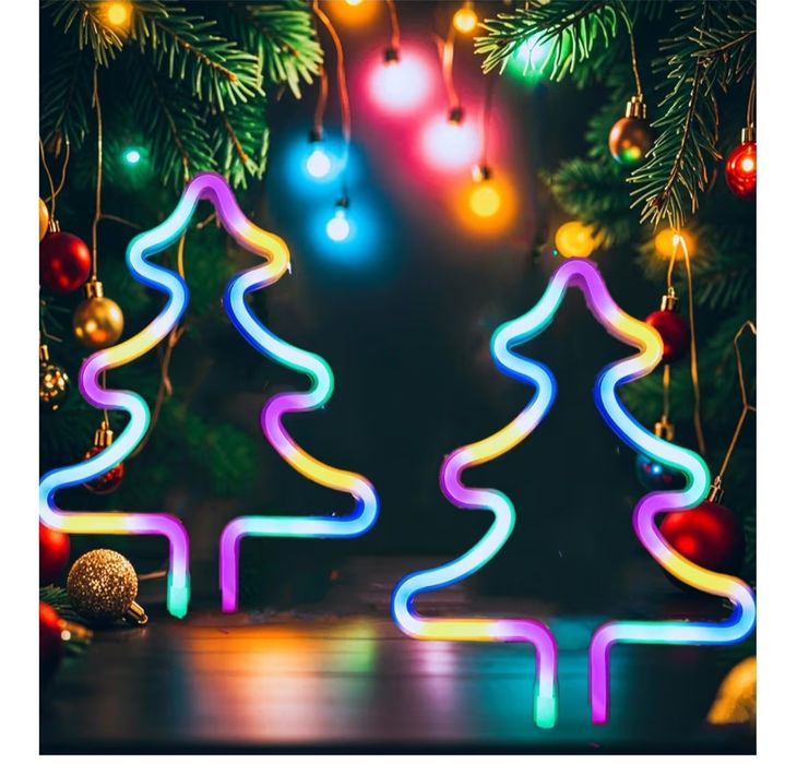 Neon LED - 2 kolorowe choinki