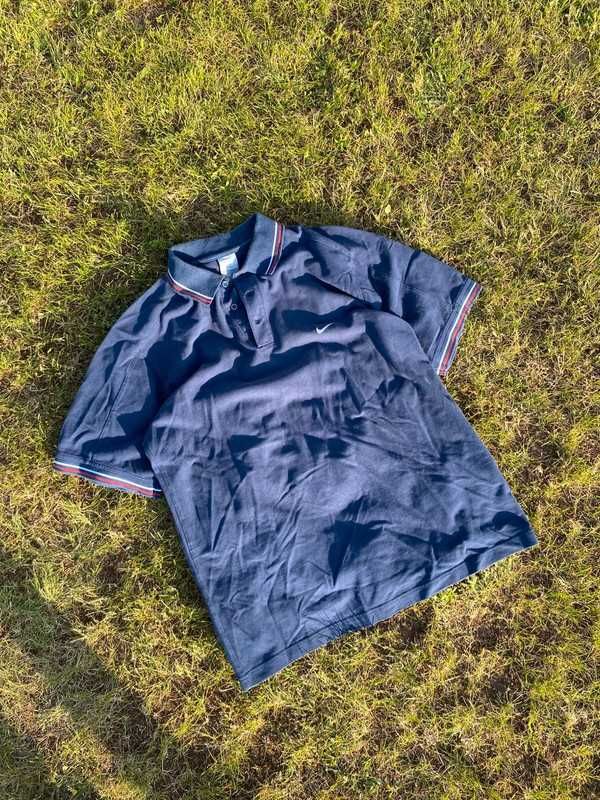 Koszulka Polo Nike vintage Y2k swoosh haft logo navy granatowy L