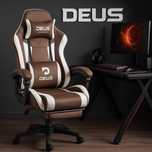 Fotel DEUS INFERNO Brown – ergonomiczny fotel z podnóżkiem, tkanina