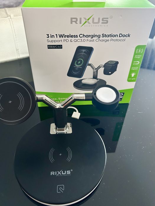 Carregador wireless Rixus 3 em 1