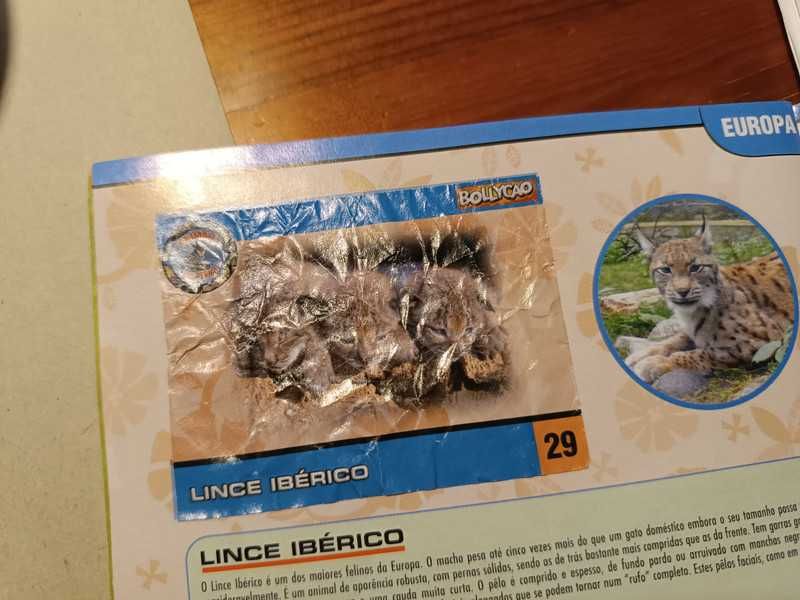 Caderneta incompleta com cromos colados: Animais em Perigo