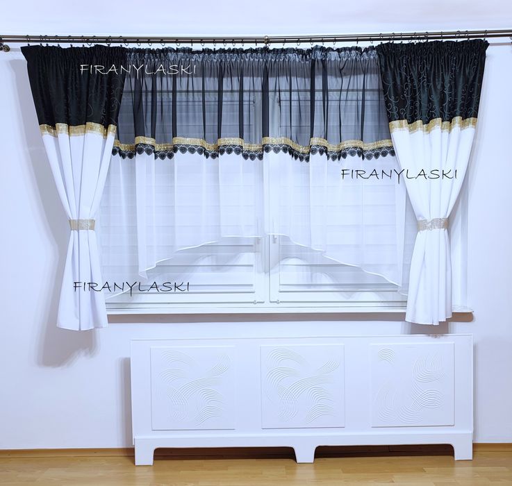 Firana Gotowa Firanki Firany do pokoju salonu gipiura złote cyrkonie