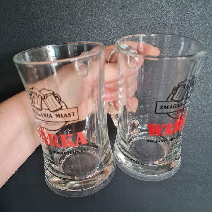 Kufel pokal do piwa komplet 2 sztuki Warka 250 ml