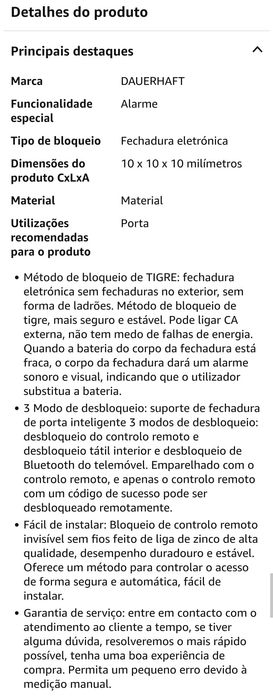 Fechadura eletrónica p/porta