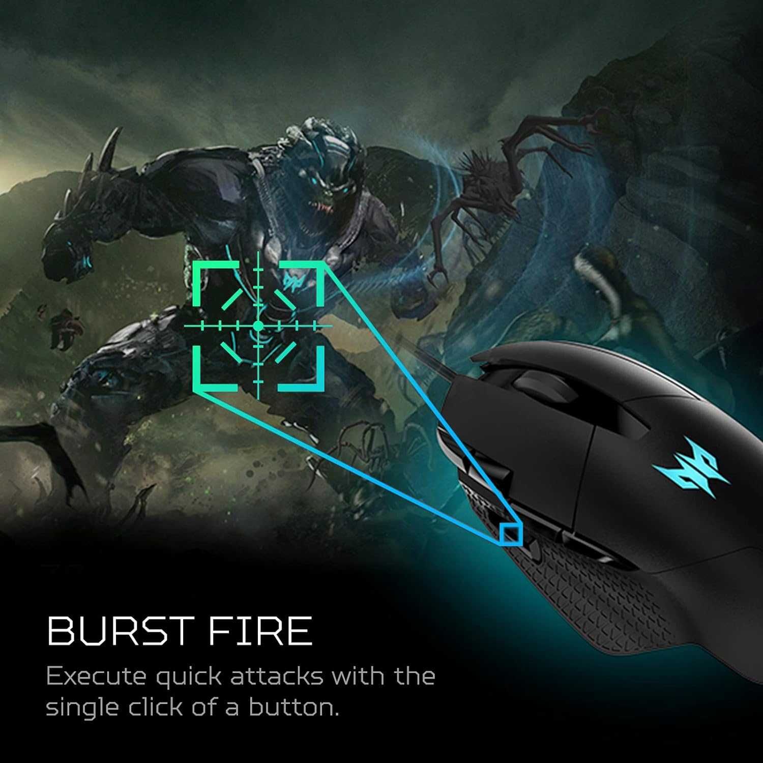 Игровая мышь Acer Predator Cestus 315 с датчиком PixArt, Burst Fire
