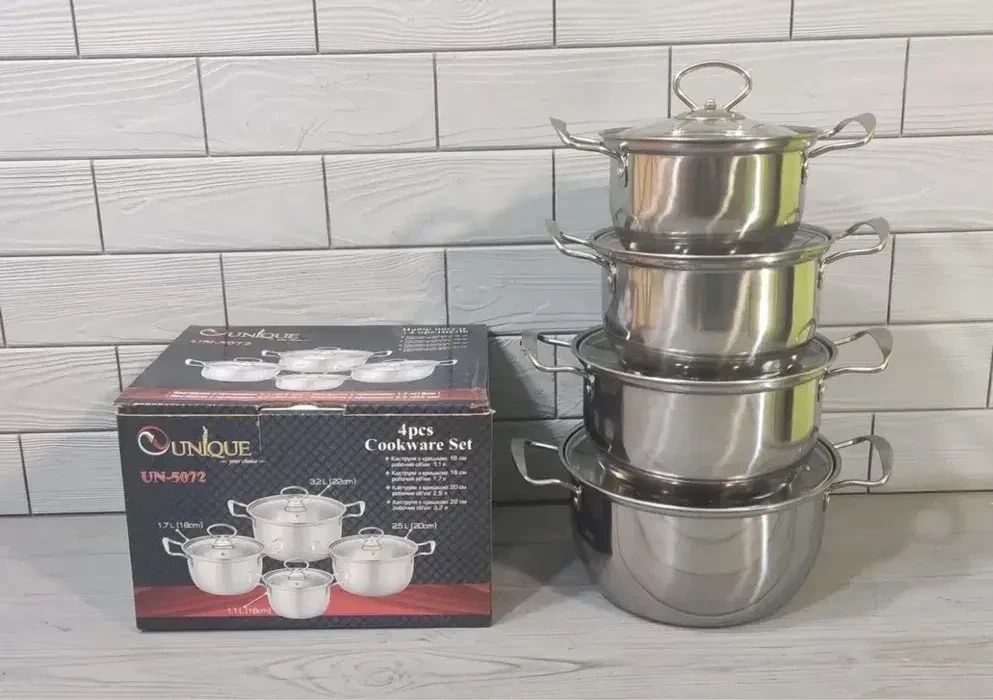 Набір кастрюль каструль посуд 8 предметів нержавейка