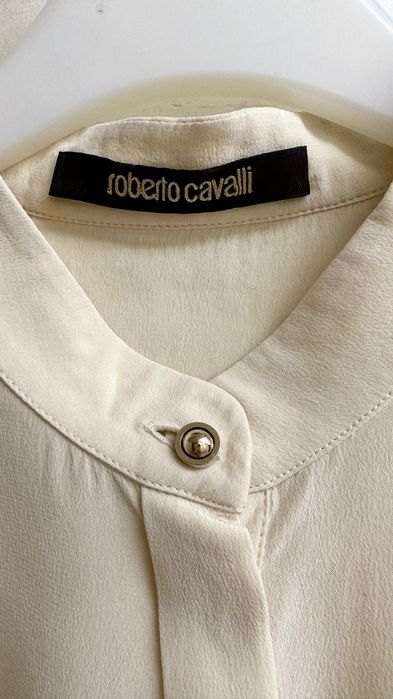 Roberto Cavalli блуза сорочка шовк з мереживом шелковая блузка шелк XS