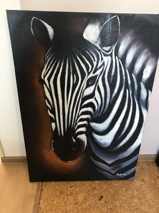 Obraz duży malowany na płótnie zebra