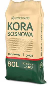 KORA SOSNOWA ogrodowa GRUBA 40-60mm worki80 L torf humus