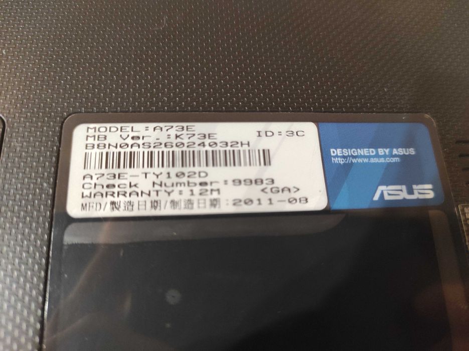 Ноутбук Asus A73E (TY102D)