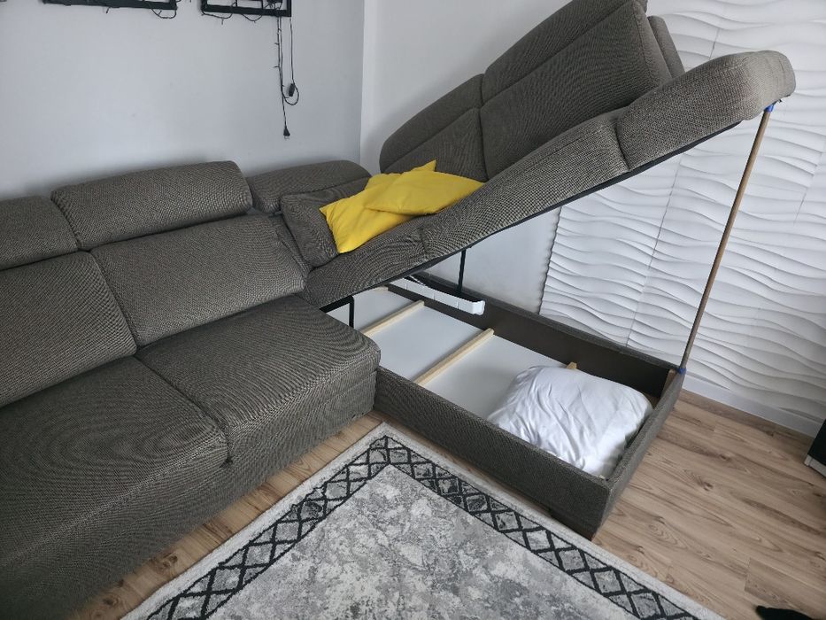 Narożnik szary z funkcją spania 260cm