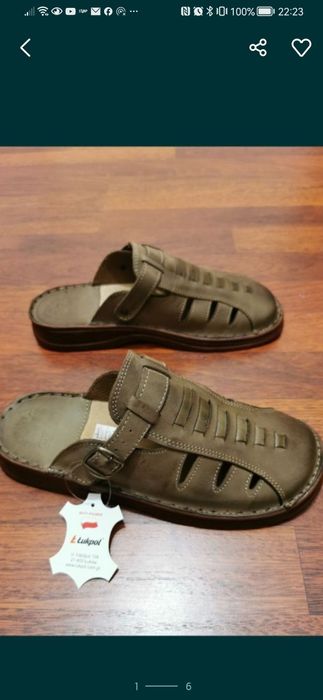 Skórzane Klapki Męskie Łukpol Super Lekkie