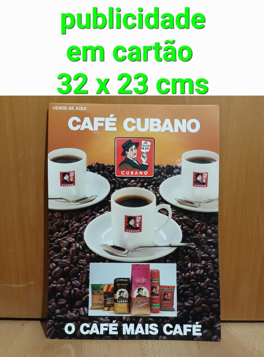 Antigo cartaz café cubano em cartão  ver medidas na foto