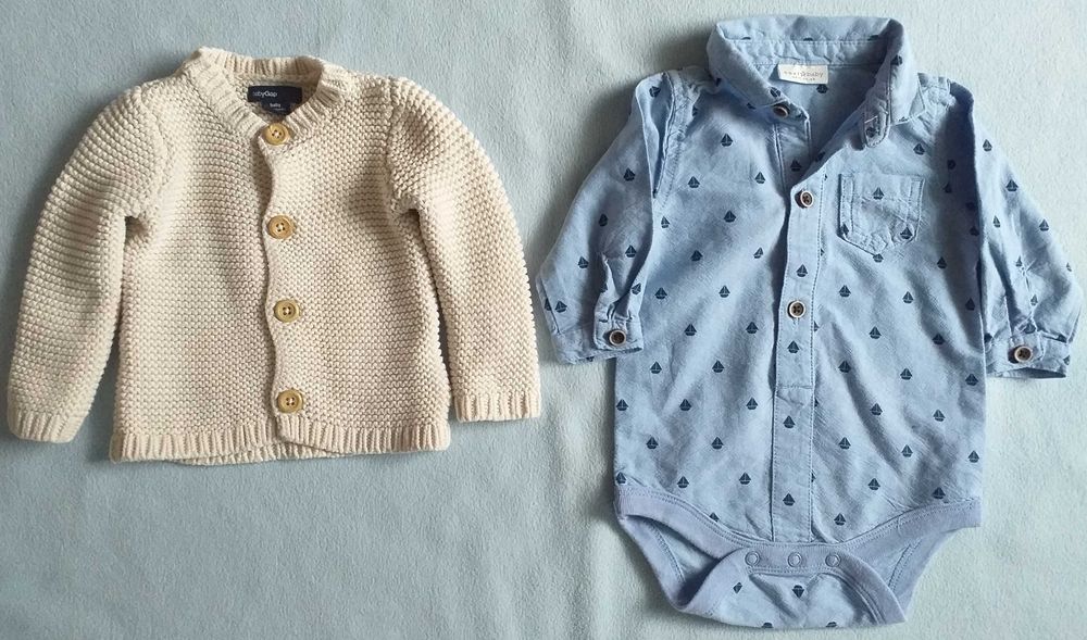 Sweterek niemowlęcy Baby Gap 3-6 m + body koszulowe Next Baby 3-6 m