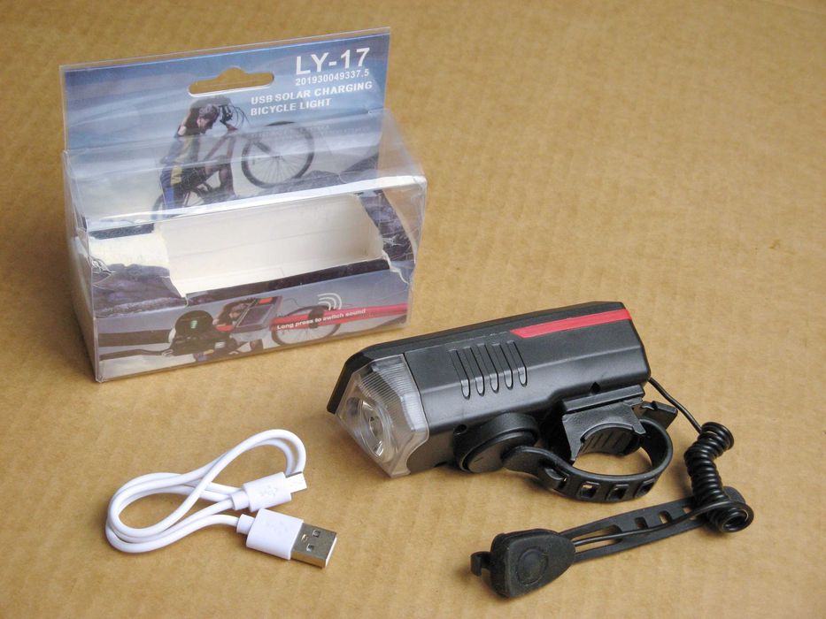 Велофара с солнечной батареей и звуковым сигналом