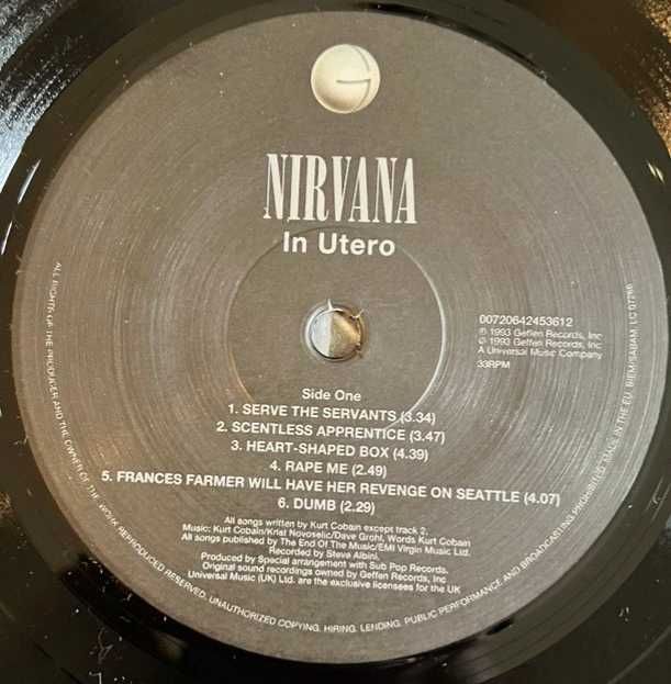 Nirvana - In Utero. LP. EX. 180gr.