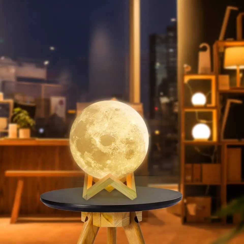 Настольный цветной светильник ночник  Луна от АКБ LED Magic 3D Moon