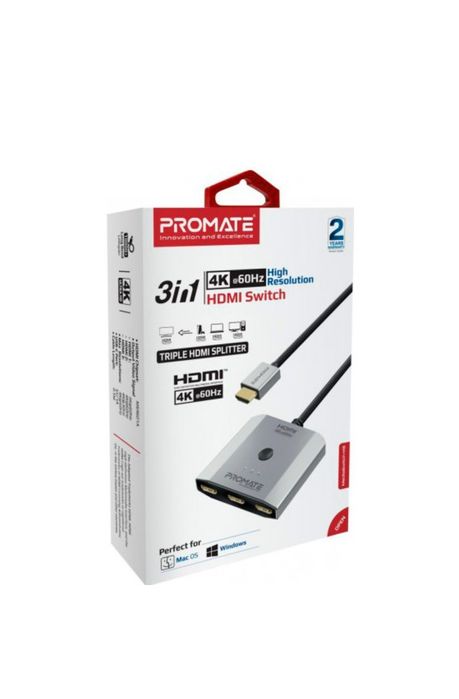 Перехідник HDMI Promate Mediaswitch-h3 Silver