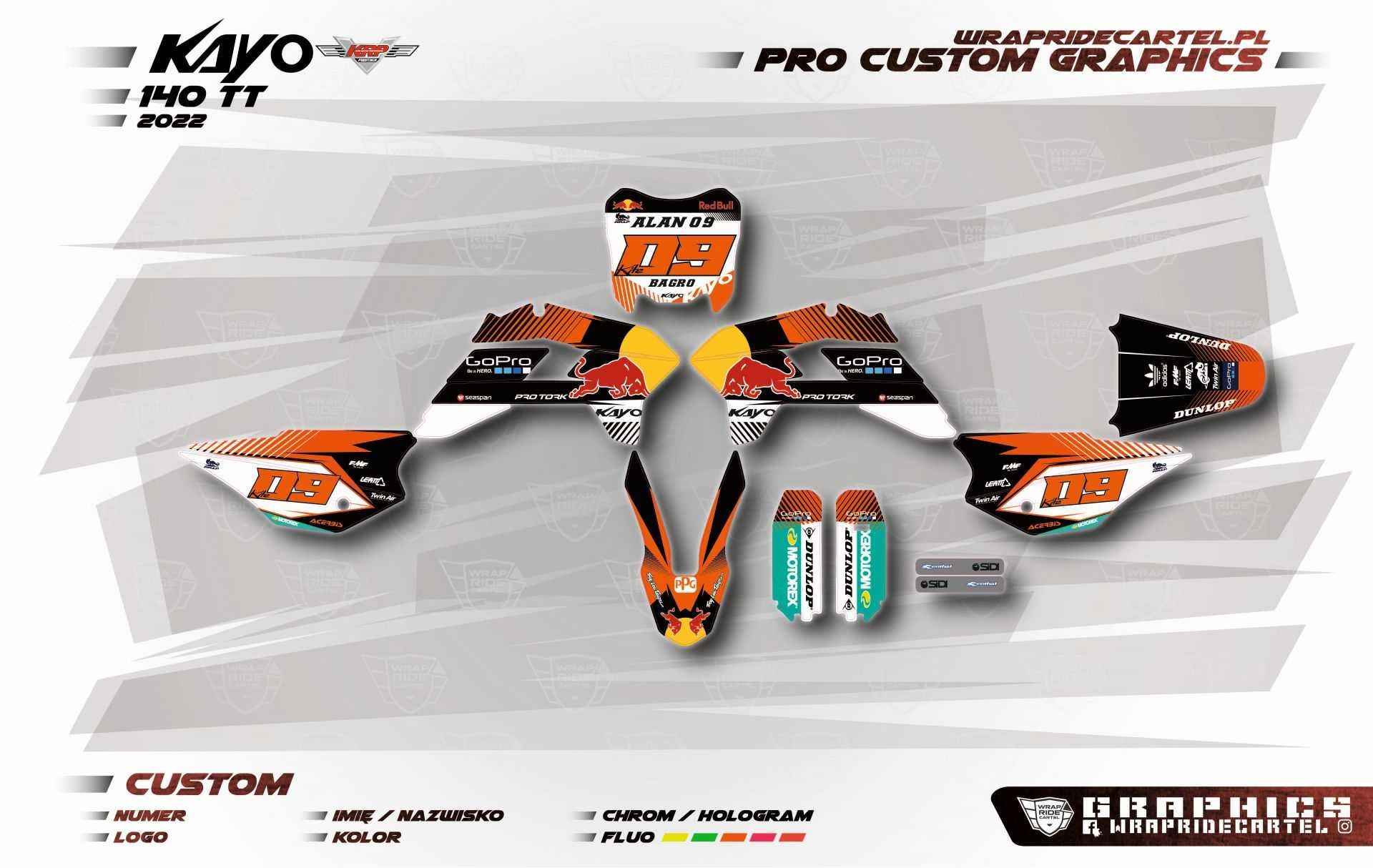 Profesjonalna Okleina PRO MX - Pitbike - MRF YCF 80, 120, 140 HQ RC SM