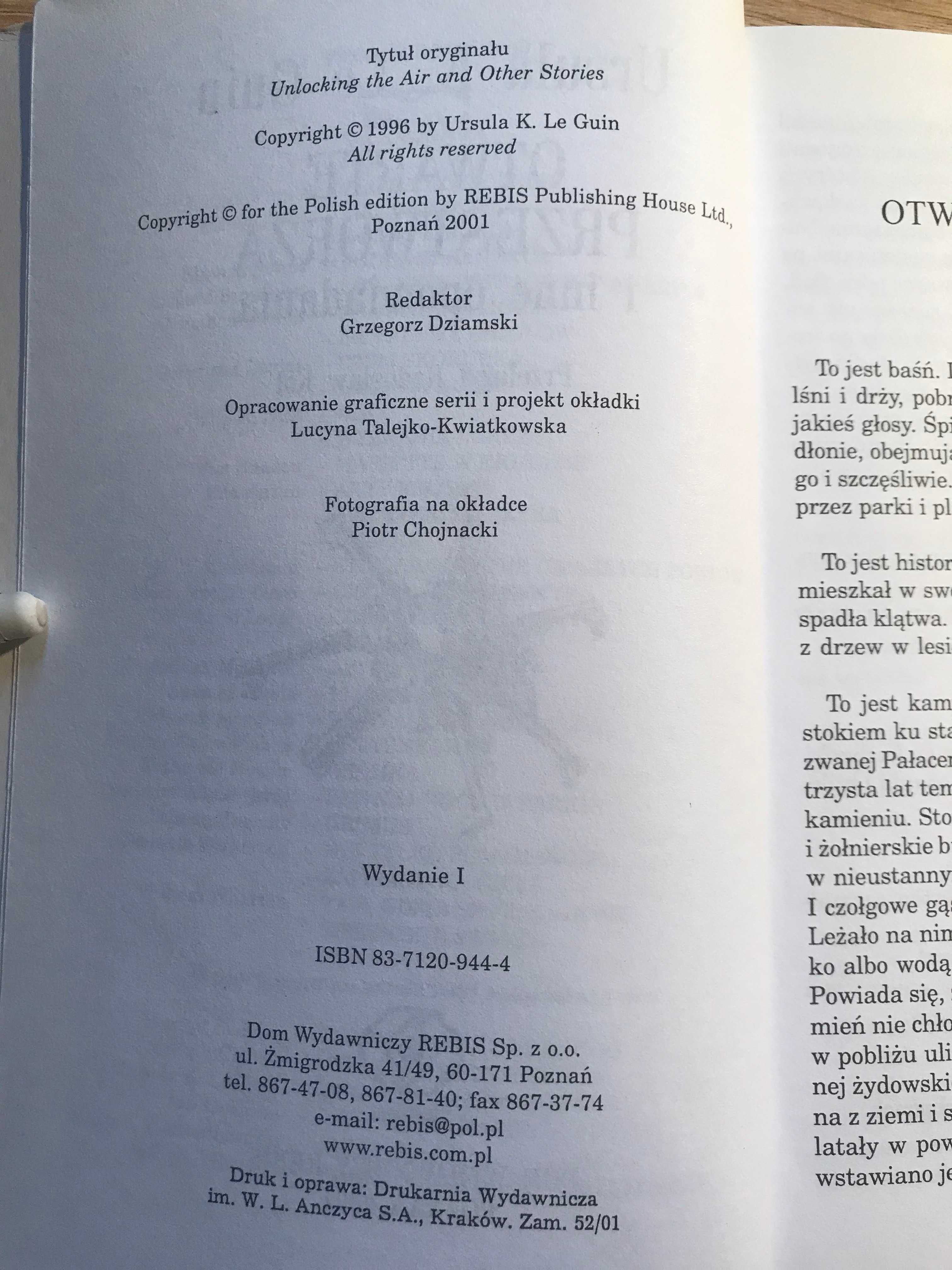 Otwarte przestworza i inne opowiadania Ursula K. Le Guin 2001 r.