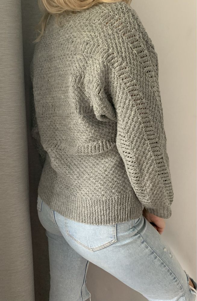 Szary sweter Vintage retro oversize handmade M L