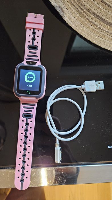 Smartwatch dziecięcy różowy GPS SIM aparat – sprawny