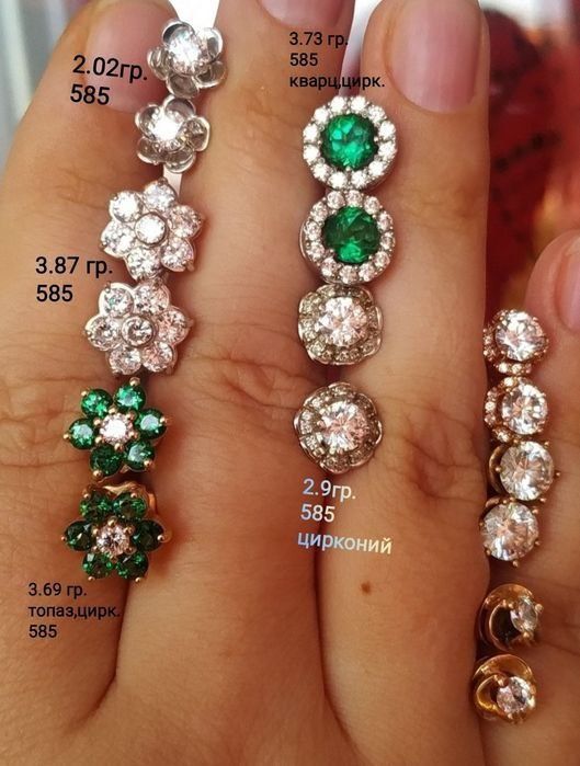 Золотые серьги сапфир,бриллианты 585 проба