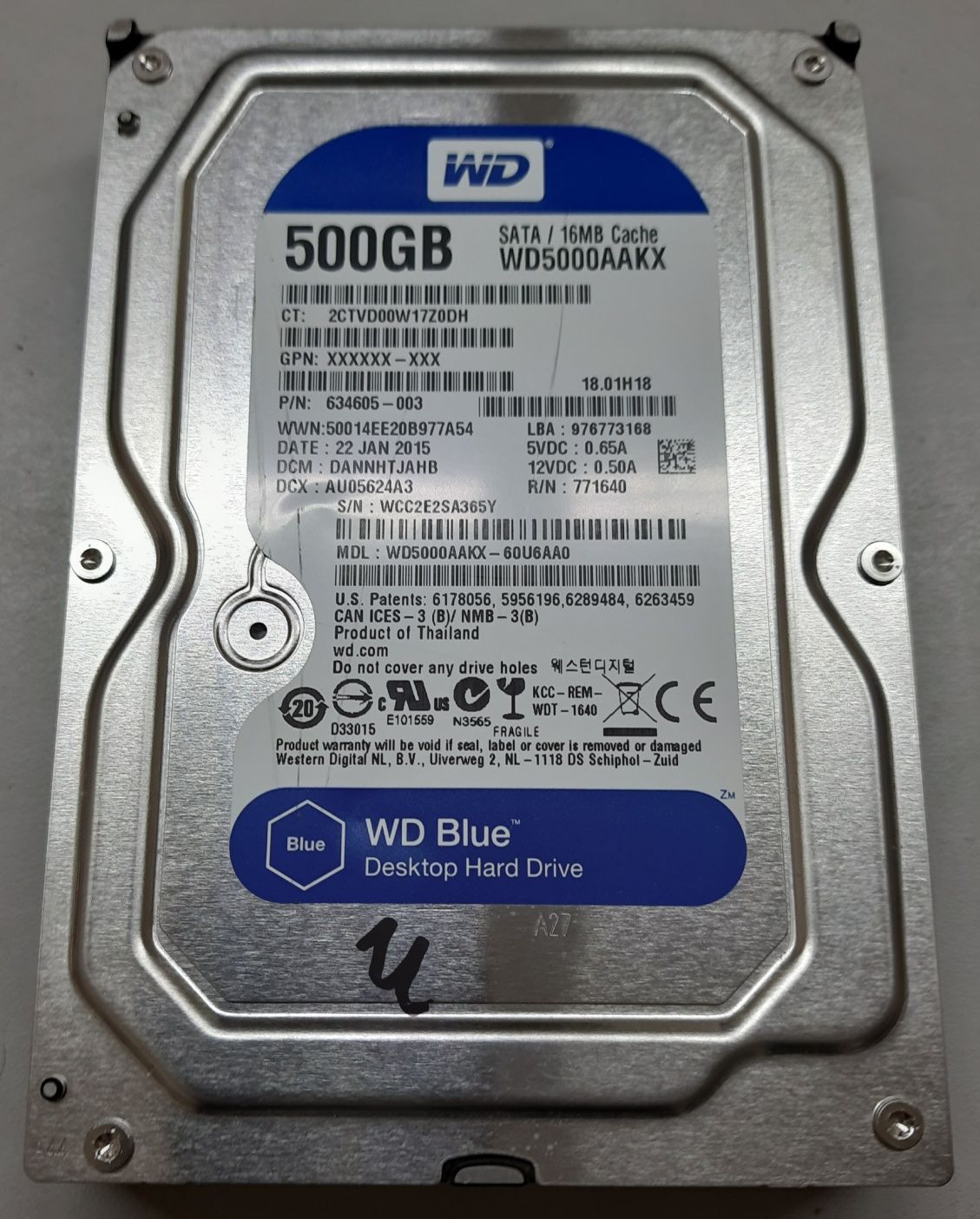 Жесткий диск HDD WD 500Gb 3.5