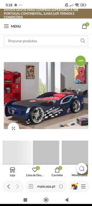 Cama para crianças grand turismo como nova, com colchão